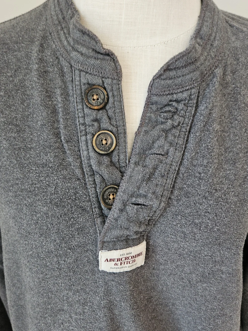 Abercrombie & Fitch Charcoal Henley Pullover - Picture 2 of 7